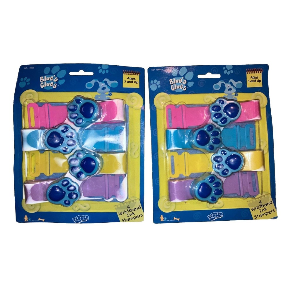 Vintage 1999 Blue Clues Party Favors Pack Of 8 Wristband Ink Stampers BRAND NEW